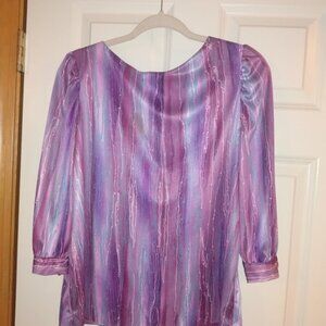 Carol Henry: purple/blue long sleeve blouse. Size 38.